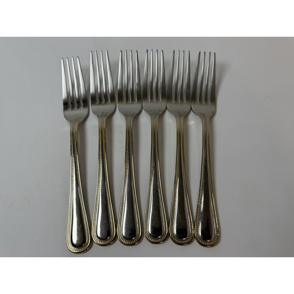 Wallace Stainless Gold Royal Bead Set Of 6 Dinner Forks‎
